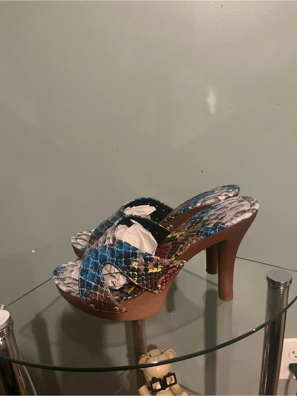 Women’s Multicolor Snake-Print High Heel Slide